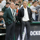 Tom Izzo and Mark Dantonio prior to a 2018 MSU basketball game.